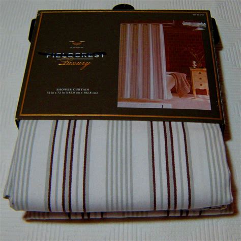 Fieldcrest Luxury Brown Grey White Stripe Fabric Shower Curtain Target