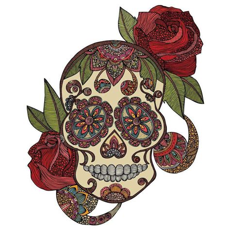 day   dead skull  roses wall sticker decal sugar skull