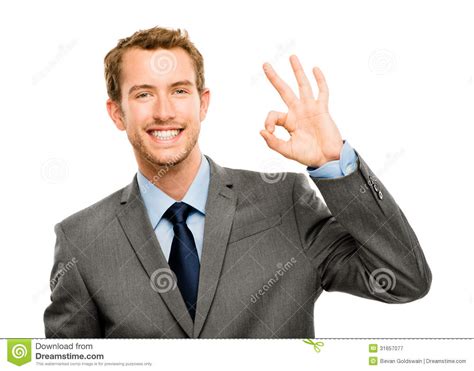 happy businessman okay sign white background stock image