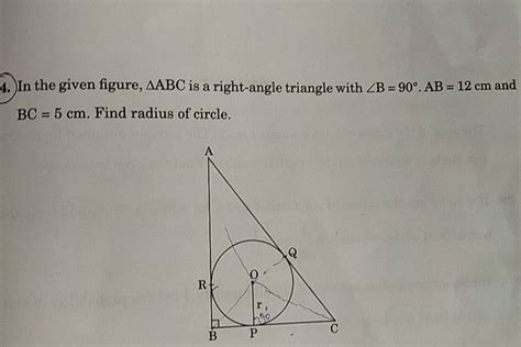 4 in the given figure abc is a right angle triangle with ∠b 90∘ ab 12