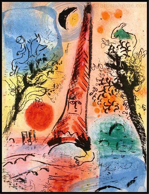 marc chagall vision  paris eiffel tower  original lithograph buy limited edition