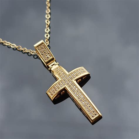 solid gold cross necklace real gold dainty necklace etsy