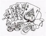 Tattoo Luck Stencils Card Drawings Stencil Tattoos Own Playing Make Designs Sketches Gambling Cool Tatoos Chicano Choose Board School Old sketch template