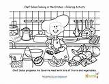 Chef Cooking Coloring Solus Kids Chopping Kitchen Worksheet Printable Sheet Printables sketch template