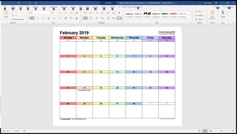 microsoft word   printable calendar