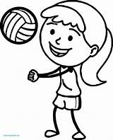 Volleyball Coloring Pages Girl Drawing Playing Players Getdrawings Clipartmag sketch template