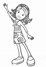 Waving Girls Coloring Kids Pages Groovy Colouring sketch template