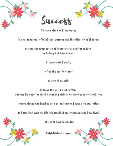 success poem  emerson making life blissful