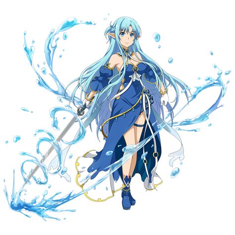 1girl asuna sao asuna sao alo bare shoulders blue blue dress blue