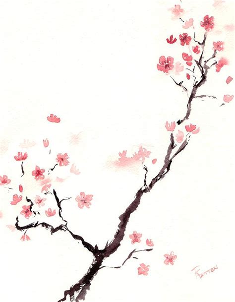 Japanese Cherry Blossom Tree Drawing Free Download On