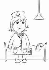 Coloring Doctor Woman Pages Clipart Printable Professions sketch template