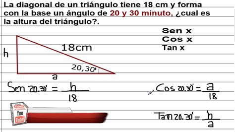 determinar la altura de un triangulo a través de las funciones