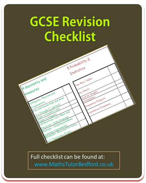 maths gcse revision checklist    plan  final revision