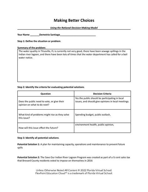 making  choices assignment template making  choices