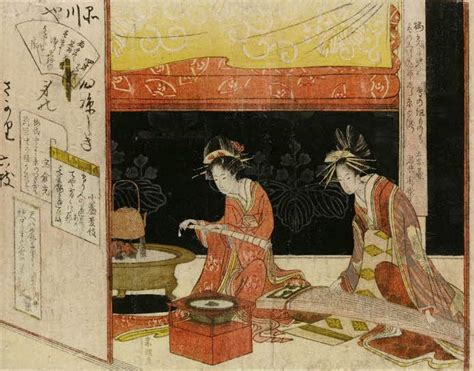 this japanese woodblock print shows the interior of the shinagawa ya