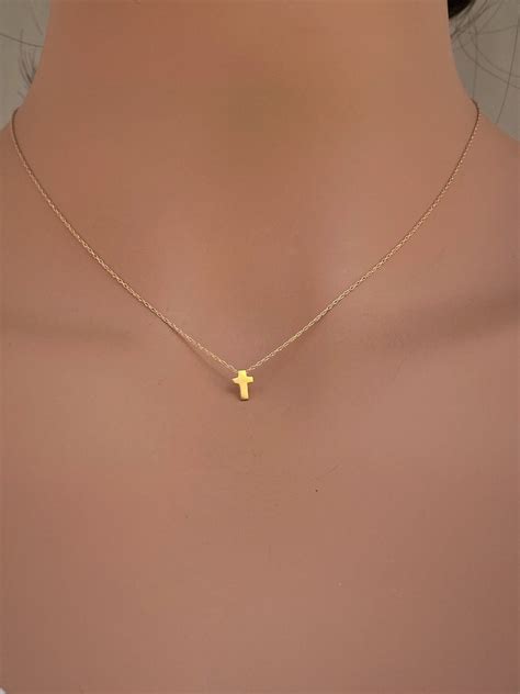 super tiny gold cross necklace  gold cross necklace etsy