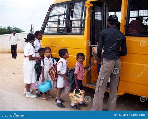 indian children   school bus editorial stock photo image