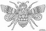 Coloring Bee Pages Adult Colouring Hand Drawn Illustration Patreon Welshpixie Deviantart Honey Mandala Bees Zentangle Book Doodle Template Doodles Del sketch template