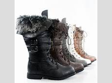 Womens Winter Boots Combat Snow Military Lace Up Army Flat Fur Lined