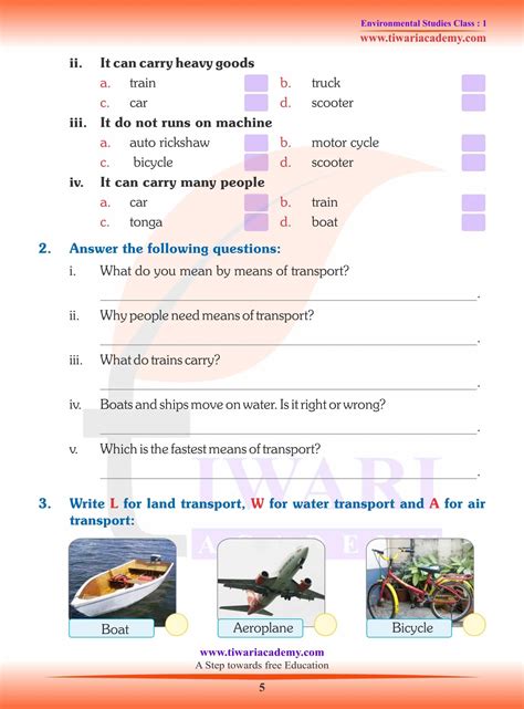 ncert solutions  class  evs chapter  means  transport