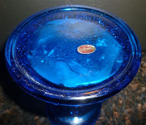 Vintage Enesco Cobalt Blue Glass Vase Imported Japan Rose Buds