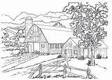 Kolorowanka Koni Barn Barnyard Stadnina Drukowanka Amish Natur sketch template
