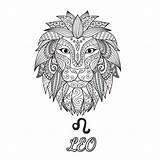 Zodiac Lion Leo Tattoo Vector Coloring Pages Sign Zen Visit sketch template