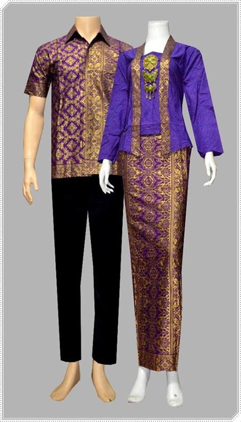 Jual Setelan Kebaya Batik Couple Modern Warna Ungu Cantik Baju Batik