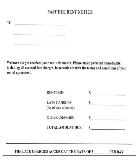 printable late rent notice template   legal document