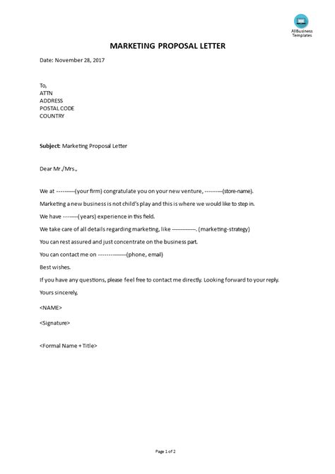 business marketing letter format