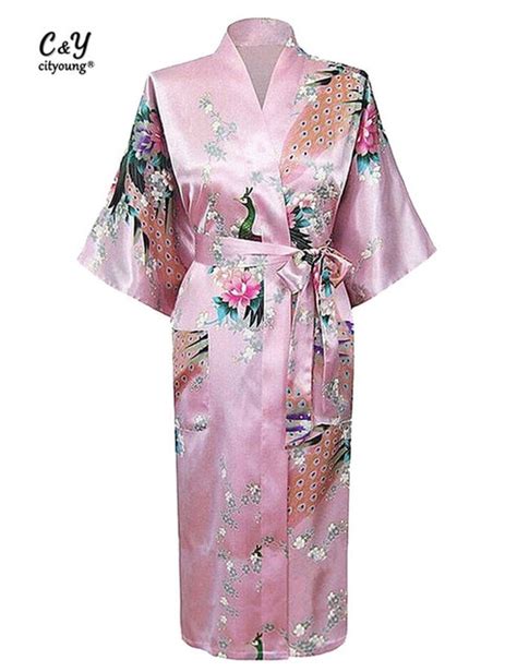 new long sheer japanese robe satin bathrobe nightgown for women kimono