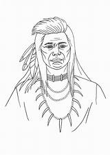 Coloring Indian Man Native Pages Popular sketch template