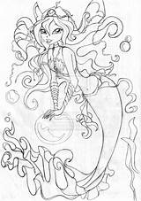 Mermaid Anime Coloring Pages Girls Getcolorings Getdrawings sketch template