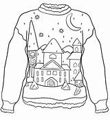 Sweater Colorare Natale Maglione Citta Invernali Indumenti Dellinverno Scribblefun Supercoloring sketch template