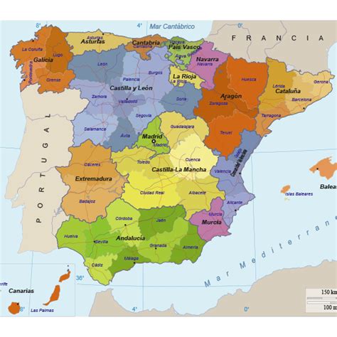 mapa politico de espana editable vector clipart