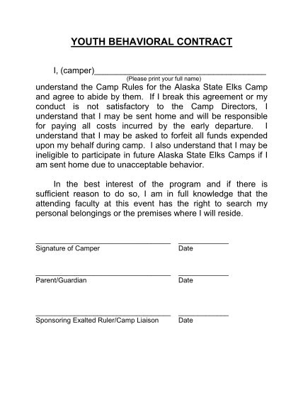 behavior contract template  adults   edit