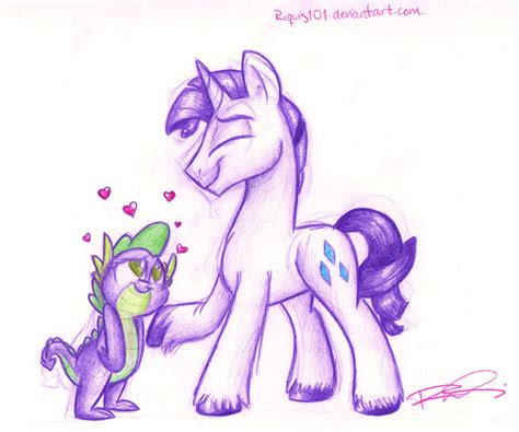 Spike And Rarity R63 Sketch By Riquis101 On Deviantart
