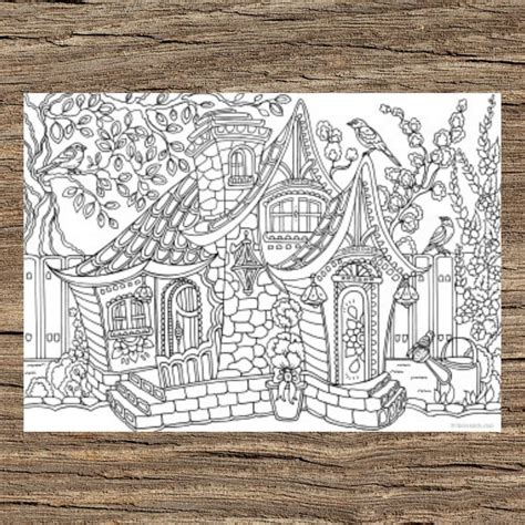 tiny house printable adult coloring page  favoreads etsy