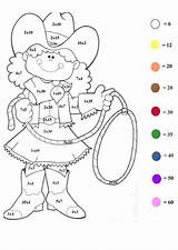 Coloring Color Number Worksheet Math Pages Kids Printable Cowgirl Numbers Worksheets Multiplication Girl Sheets Print Ecoloringpage Western Colouring Hellokids Games sketch template