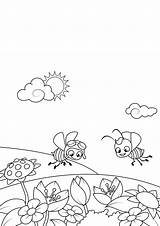 Primavera Lente Kleurplaat Bijen Tuin Bees Disegni sketch template