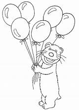 Coloring Bear Blue House Big Pages Clipart Inthe Library Balloon sketch template