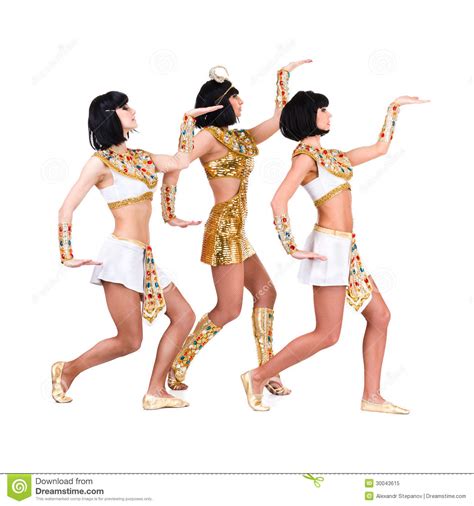 dancing pharaoh women wearing a egyptian costume royalty free stock
