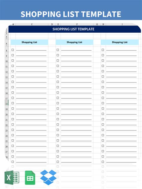 shopping list template templates  allbusinesstemplatescom
