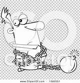 Chained Predicament Outlined Bomb Illustration Man Royalty Clipart Vector Toonaday sketch template