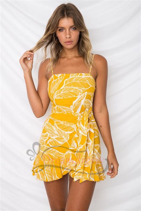 Cute Straps Yellow Short Summer Dress