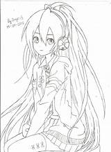 Miku Hatsune Colorir Chica Dibujo Desenhos Relacionada sketch template