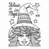 Coloring Halloween Pages Witch Magic Believe Adults Witches Adult Color Printable Book Sheets Printables Want Hand Hat sketch template