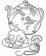 Coloring Pages Tea Party Teapot Kids Birthday Cake Print Printable Color Cup Teacup Colouring Princess Parties Time Adult High Book sketch template