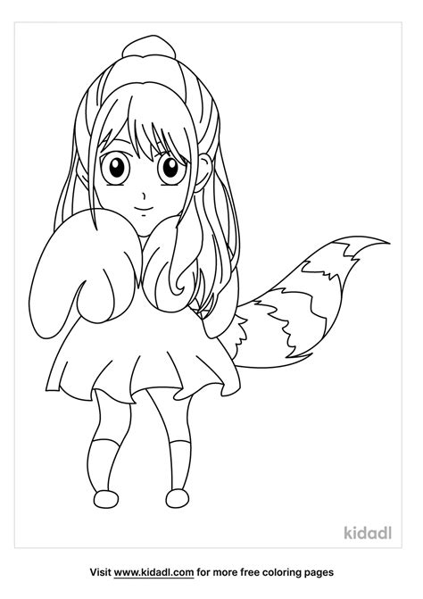 anime animal girl coloring page coloring page printables kidadl