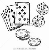 Poker Cards Dice Chips Drawing Gambling Vector Doodle Playing Coloring Pages Sketch Objects Drawings Luck Card Illustration Stock Style Tattoo sketch template